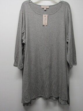 NWT Philosophy Mist Heather Grey 3/4 Sleeve Swing Tunic Top Shirt Plus sz 3X
